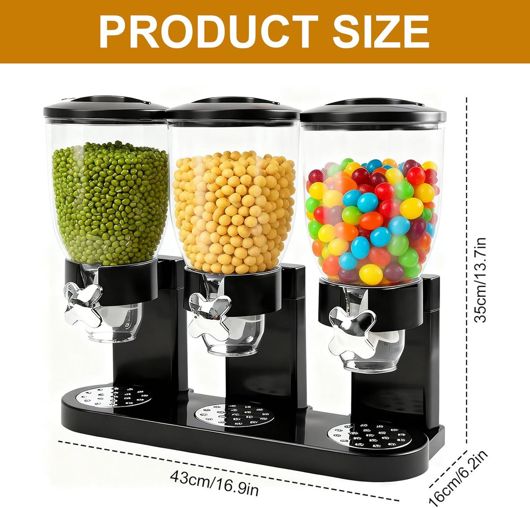 Cereal Dispenser 2L, Dreifacher Müsli Verteiler für die Arbeitsplatte, Müslispender 3er Set Luftdich