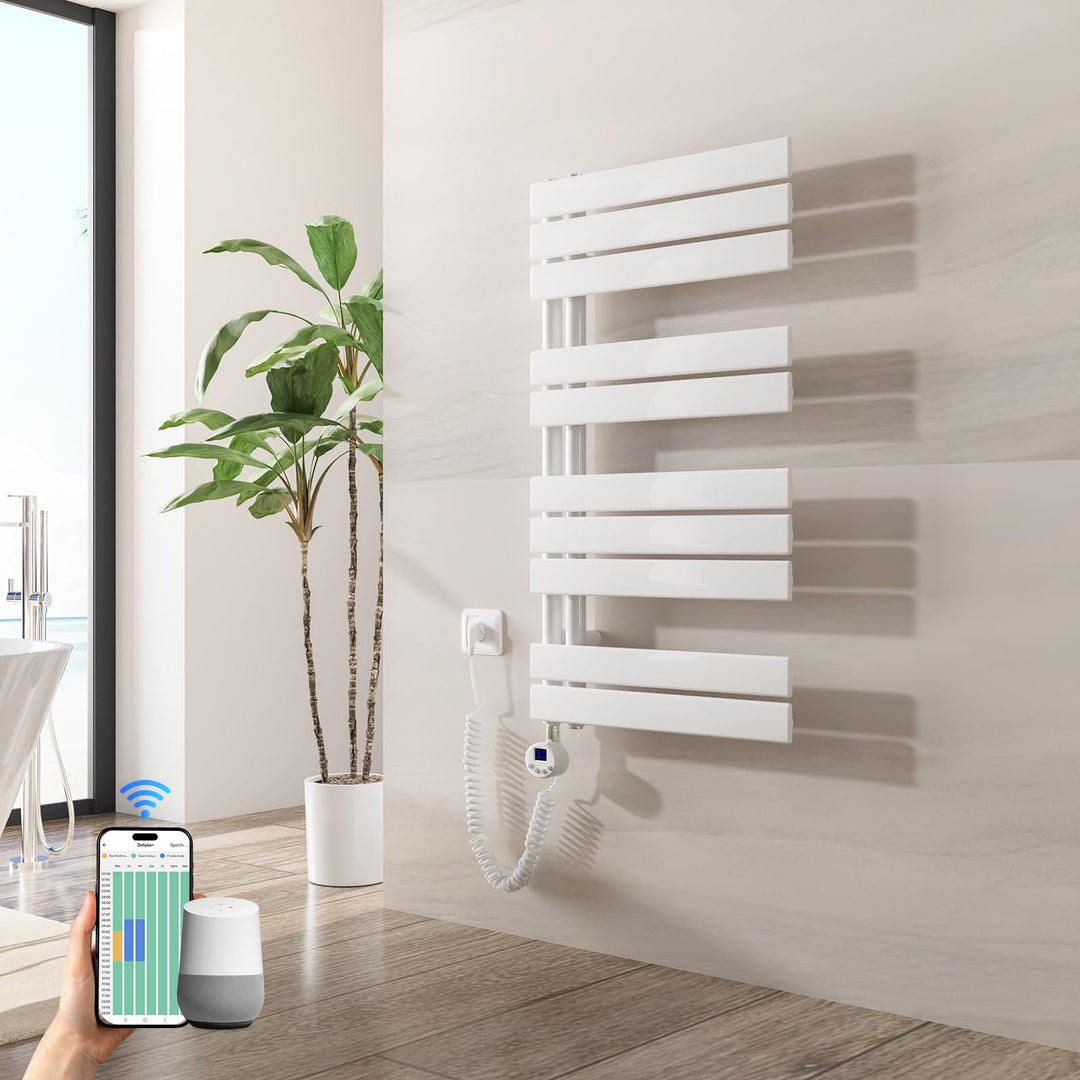 Heilmetz Badheizkörper Elektrisch WiFi 899 x 500 mm,Flach Bad Heizkörper mit Digitalem Thermostat, E