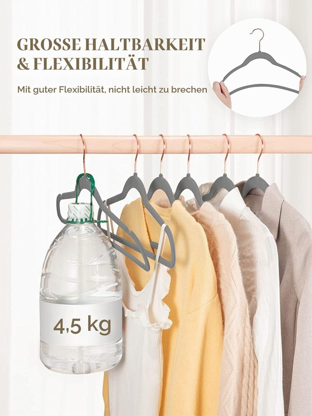 HOUSE DAY Kleiderbügel Samt 50 Stück, Kleiderbügel Platzsparend, Anzugbügel, Dünne Hosenbügel rutsch