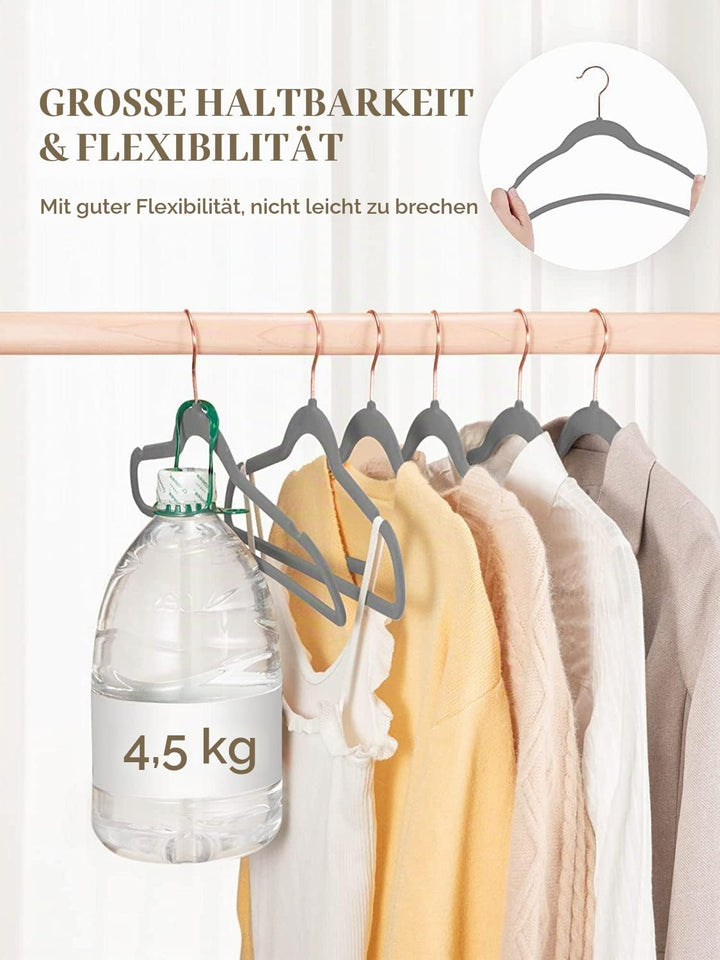 HOUSE DAY Kleiderbügel Samt 50 Stück, Kleiderbügel Platzsparend, Anzugbügel, Dünne Hosenbügel rutsch