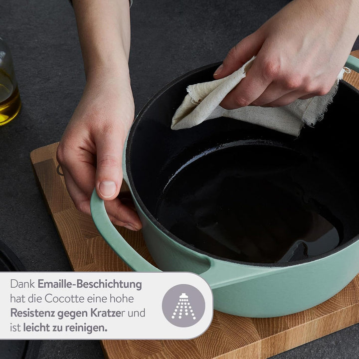 SPRINGLANE Cocotte mit Deckel – Gusseisen Topf Bräter Schmortopf Kochtopf Induktion – 24 cm rund, 4