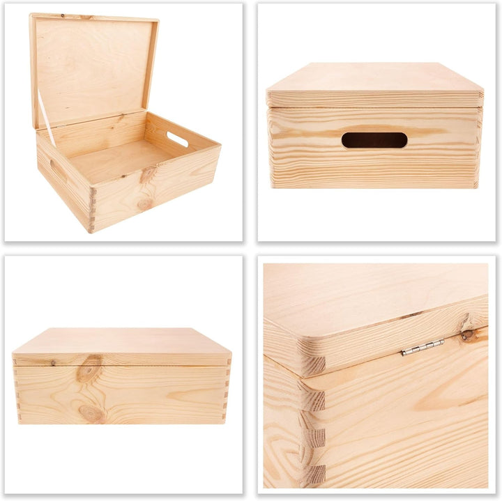 Creative Deco XL Grosse Holzkiste mit Deckel | 40 x 30 x 14 cm (+/-1cm) | Erinnerungsbox Baby Ostern
