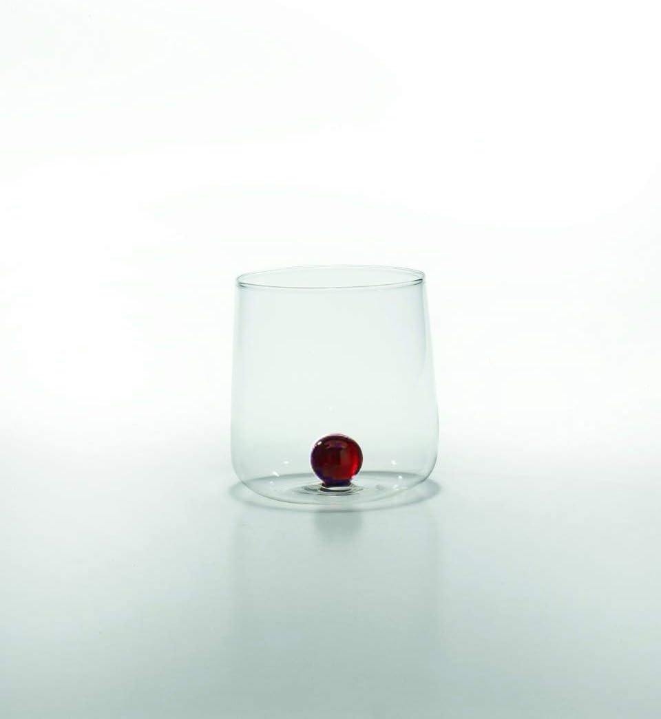 Zafferano Bilia - Handgemachtes Transparent Glas, Handmade Borosilikatglas Becher, Verziert mit bunt