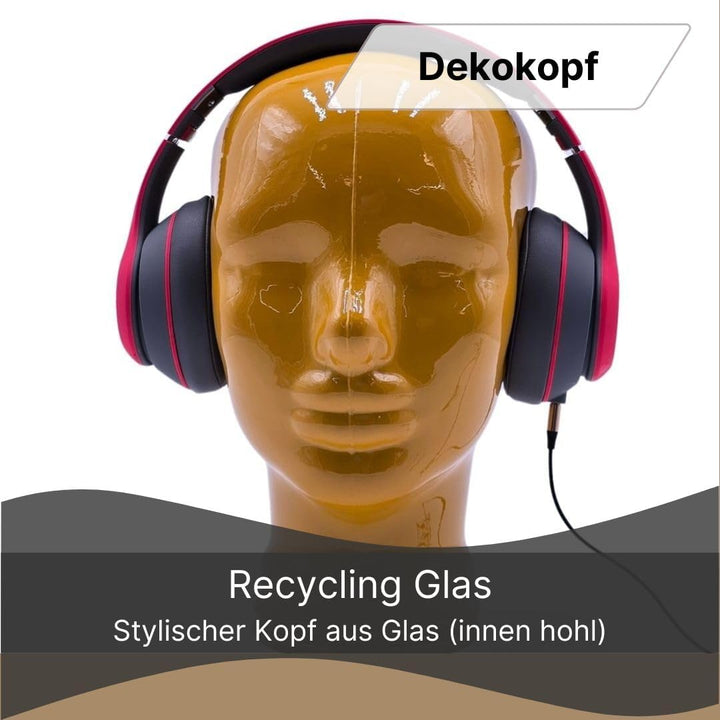 Glaskopf Ständer für Kopfhörer, Headset & VR-Brille – Dekorativer Kopf aus Glas – Design Kopfhörerha