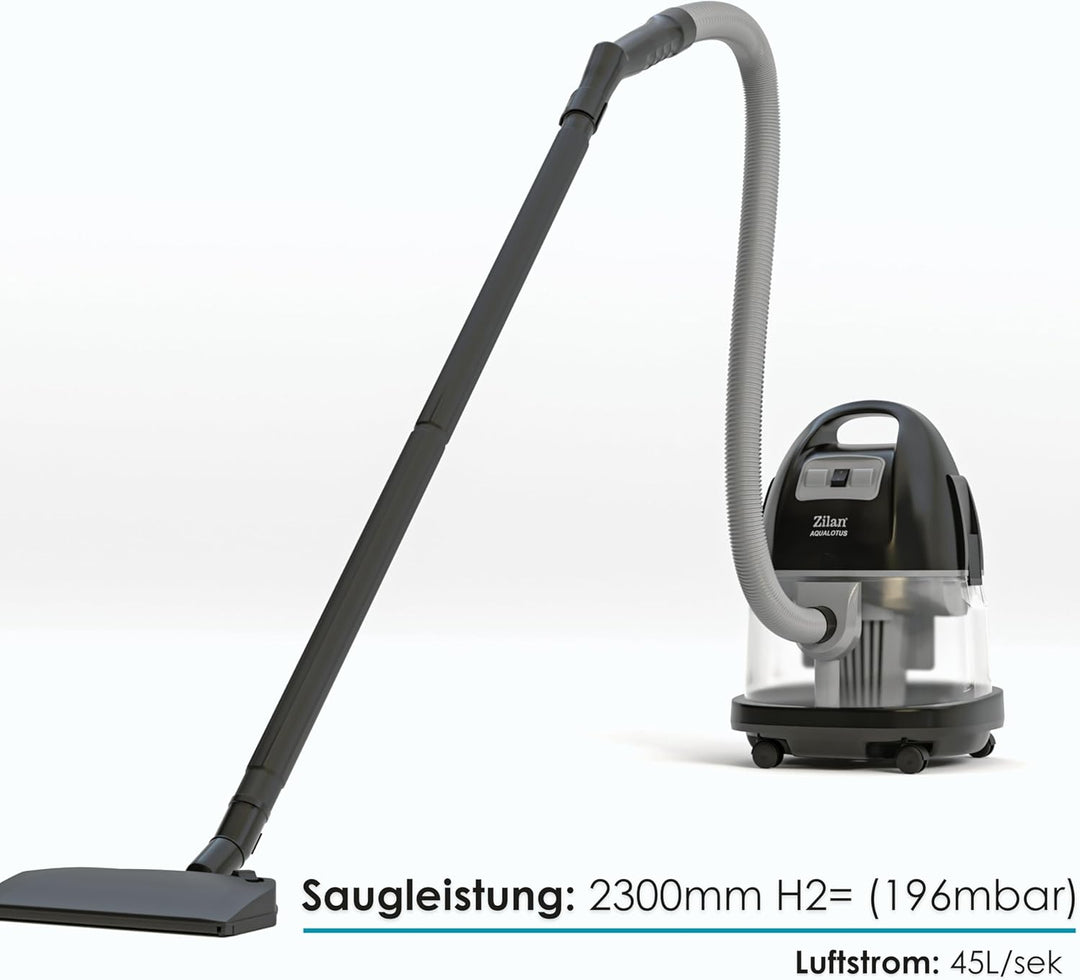Zilan Staubsauger mit Wasserfilter Wasserstaubsauger Allergiker beutelloser Sauger Handstaubsauger E