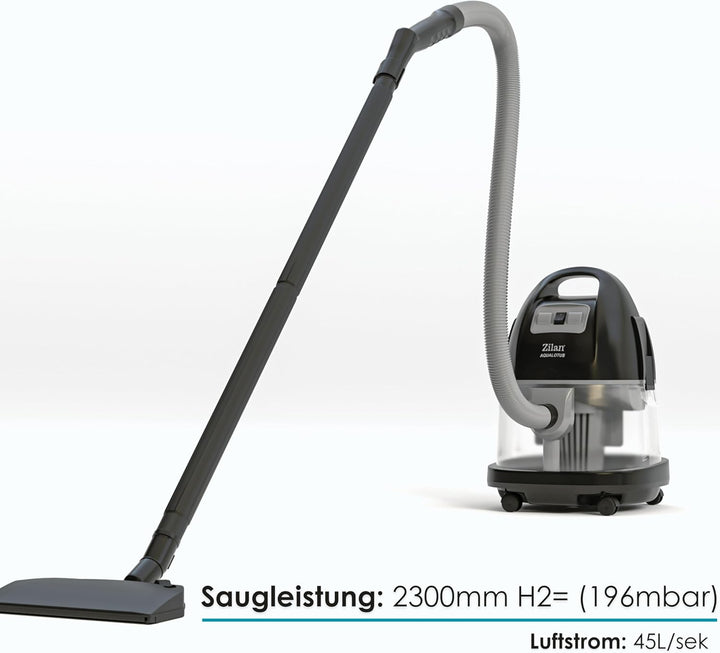 Zilan Staubsauger mit Wasserfilter Wasserstaubsauger Allergiker beutelloser Sauger Handstaubsauger E