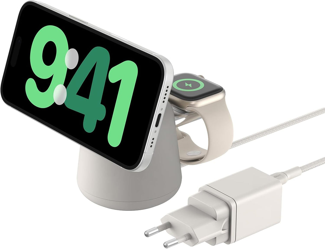 Belkin BoostCharge Pro kabellose 2-in-1-Ladestation mit MagSafe (15 W), MagSafe Ladegerät, kompatibe
