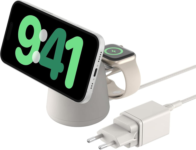 Belkin BoostCharge Pro kabellose 2-in-1-Ladestation mit MagSafe (15 W), MagSafe Ladegerät, kompatibe