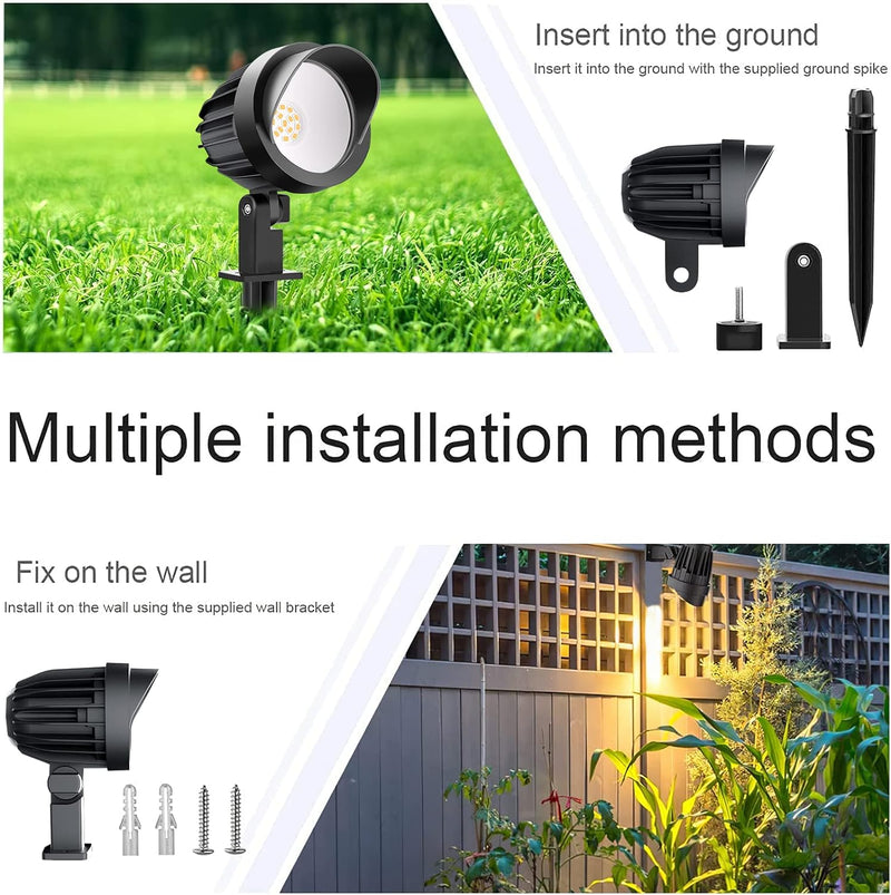 MEIKEE 7W Gartenbeleuchtung LED Warmweiss 2700K Gartenlampe IP66 Wasserdicht Gartenstrahler mit Erds