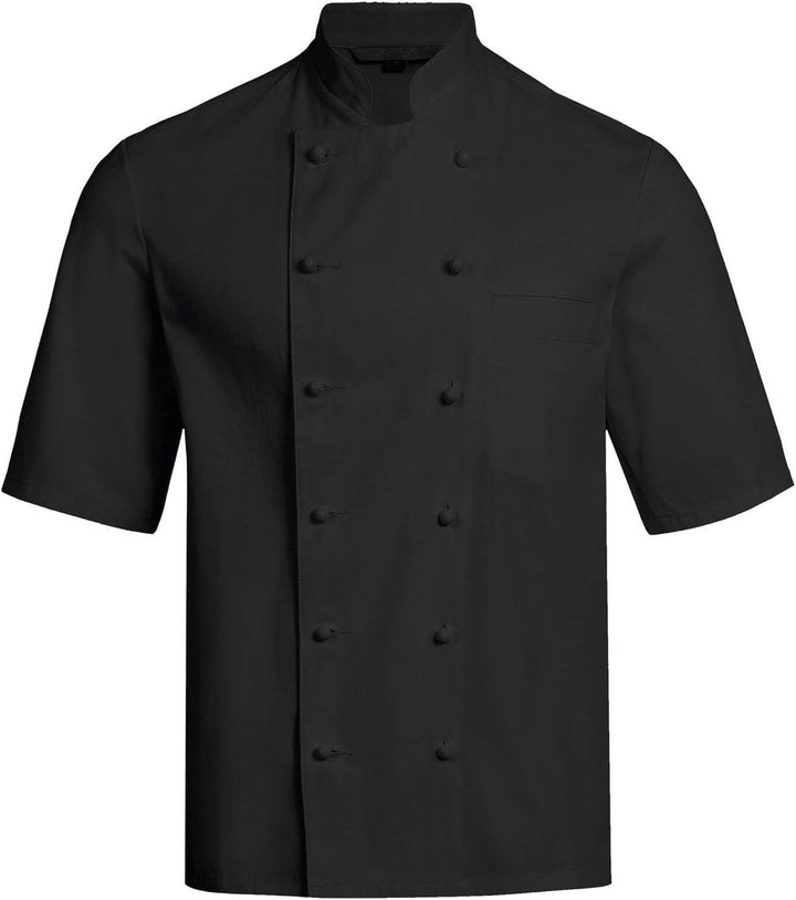 Greiff Gastro Moda Cuisine Herren Premium-Kochjacke Kurzarm Regular-Fit XL Schwarz, XL Schwarz