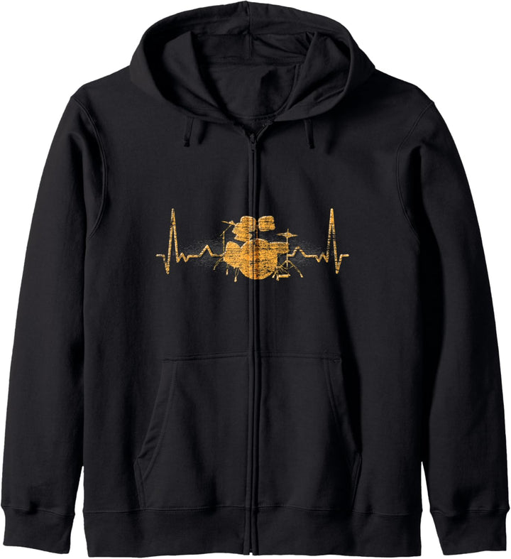 Drummer Rock Musikinstrument Herzschlag Schlagzeug Kapuzenjacke