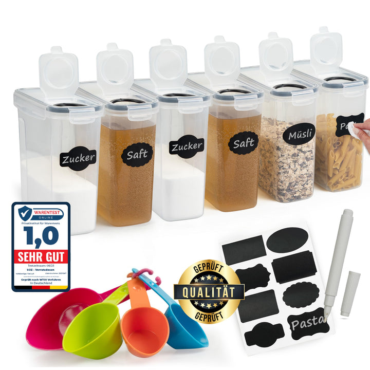 Soz® 2,5L Vorratsdosen 4er Set mit Deckel – BPA-frei, luftdicht, geruchsneutral, stapelbar, mottensi