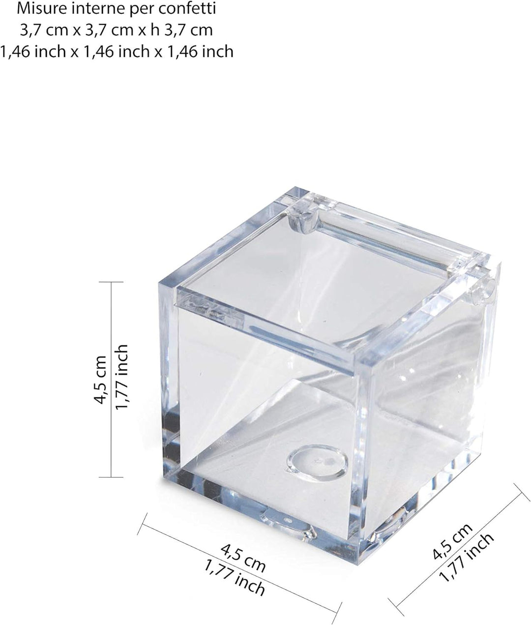 Omada Design Bonbonierre aus Plexiglas mit Deckel, 48 Stücke, quadrat und 5X5X5 cm, ideal als Gesche