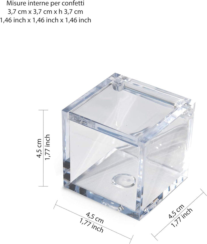 Omada Design Bonbonierre aus Plexiglas mit Deckel, 48 Stücke, quadrat und 5X5X5 cm, ideal als Gesche