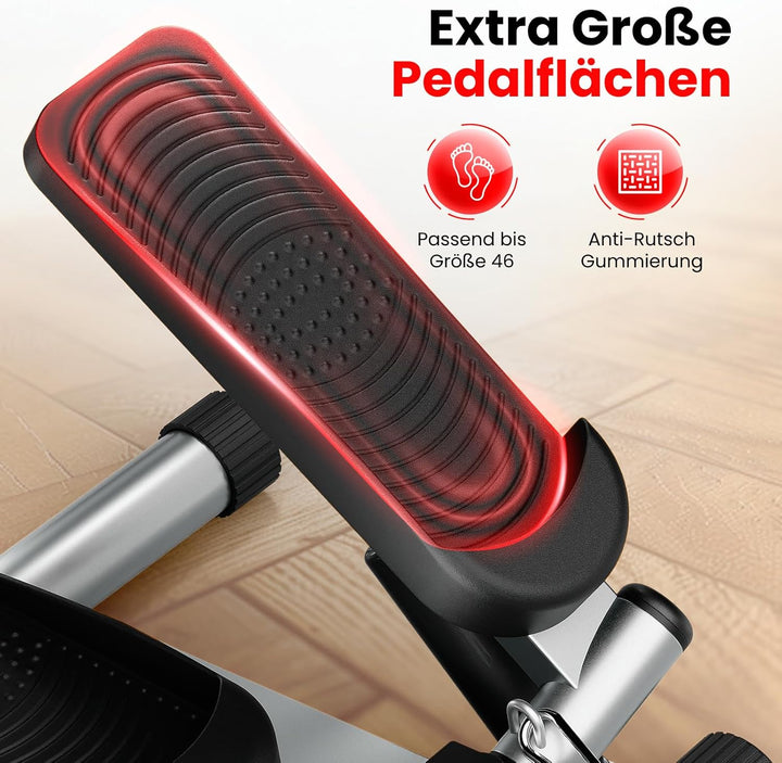 Ultrasport Swing Stepper inklusive Trainingsbändern / Hometrainer Stepper mit verstellbarem Widersta