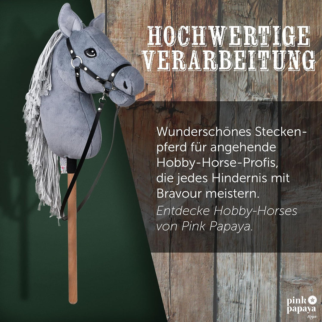 Pink Papaya Hobby Horse, mit Halfter und Trense Ronja, Steckenpferd fürs Hobby Horsing, Pferd zum Re