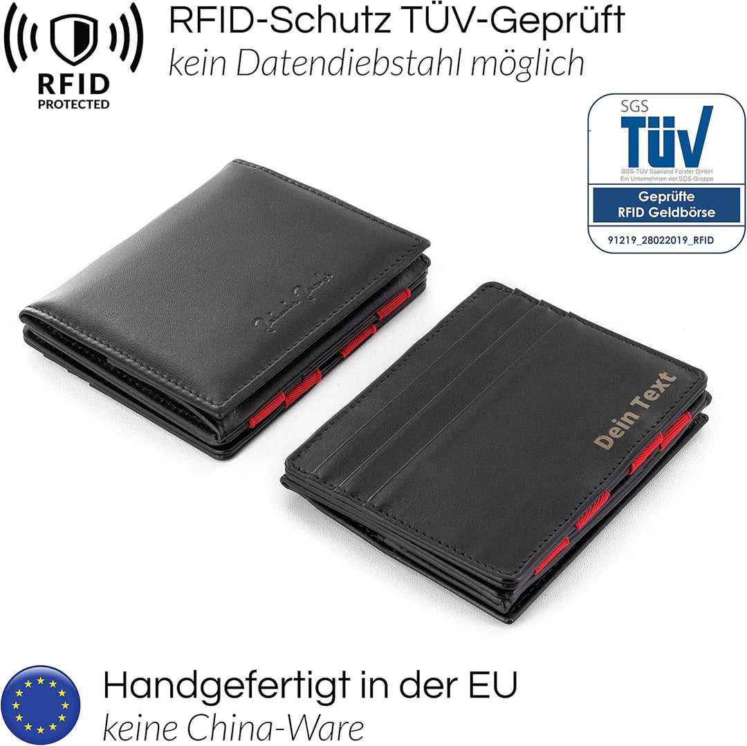 Jaimie Jacobs Flap Boy mit Gravur - Das Original - Magischer Geldbeutel mit Münzfach RFID-Schutz Ges
