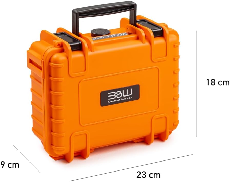B&amp;W International Schutzkoffer 500 (PP.23) Orange mit Würfelschaum | Individuell anpassbarer Schaume