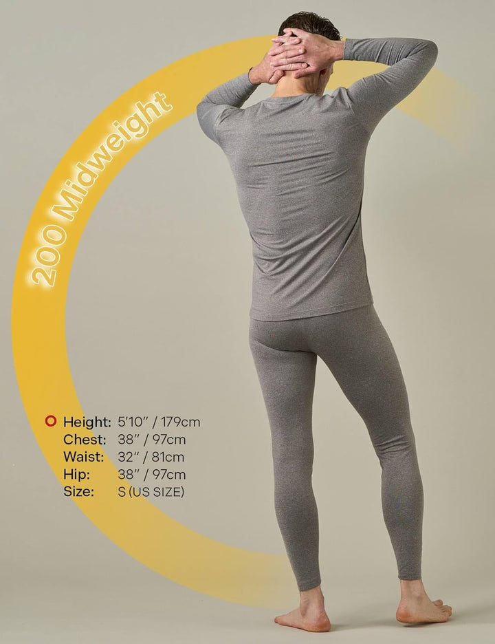 LAPASA Herren Innenfleece Thermounterwäsche Set, Thermounterhemd & Thermohosen Funktionsunterwäsche