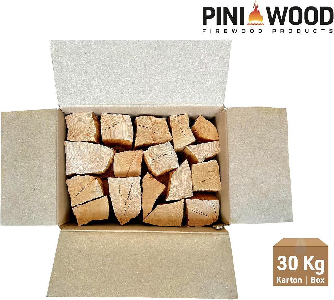 PINI Räucherholz Smokerholz Grillholz BBQ-Holz Wood Chunks Buchenholz OHNE RINDE 30 kg für Smoker Gr
