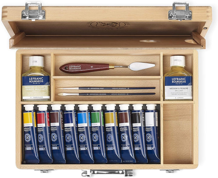 Lefranc & Bourgeois 101203 Fine Oil Colour Assortment Geschenkbox, 10 extra feine Ölfarben, Malmitte