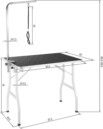 TecTake 800673 Trimmtisch für Hunde/Katzen mit höhenverstellbarem Galgen, Klappbar, mit kratzfester