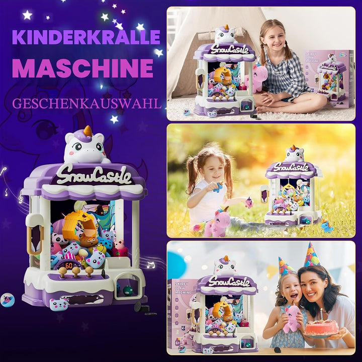 Skirfy Greifautomat für Kinder, Einhorn-Spielzeug für Mädchen ab 6 Jahren, Süssigkeitenspender, Arca