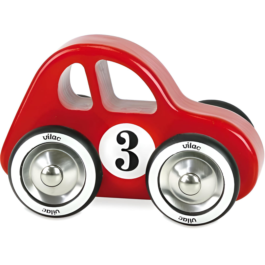 Vilac - Spiele und Spielzeug – Swing Car rot – Auto aus Massivholz – Räder aus Metall und Gummi – Za