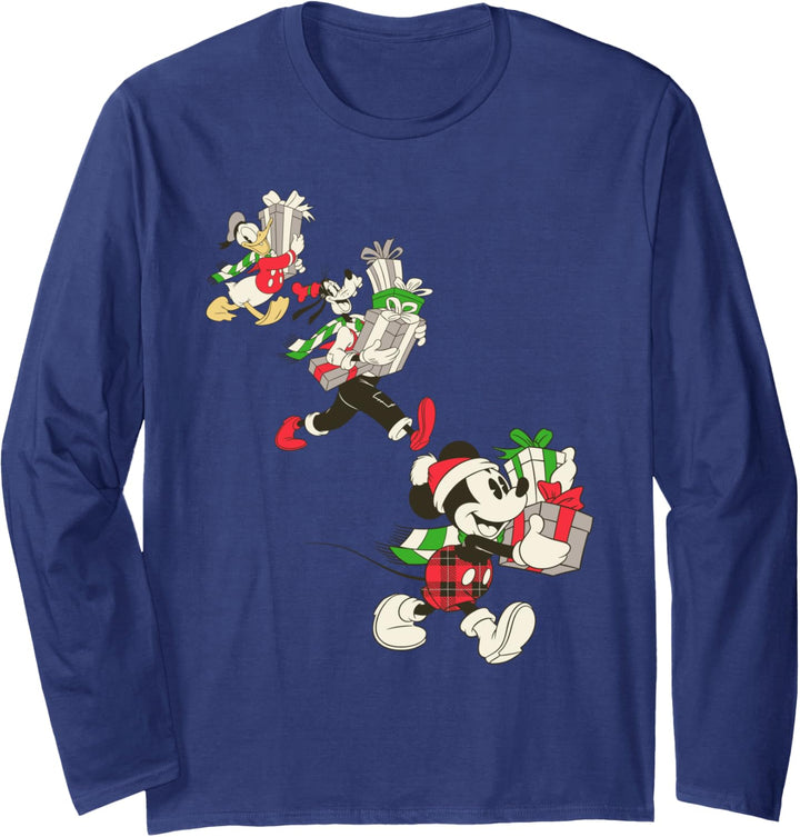 Disney Vintage Mickey Goofy and Donald Holiday Langarmshirt