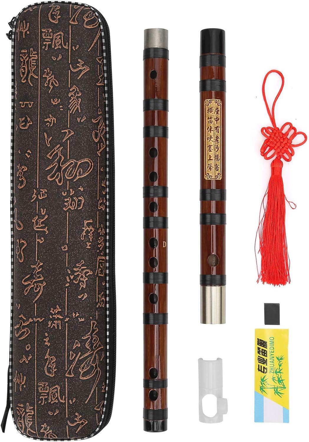 Eujgoov Flöte Bambusflöte, D-Key Dizi Bitter Bambusflöte Traditionelles Chinesisches Instrument mit