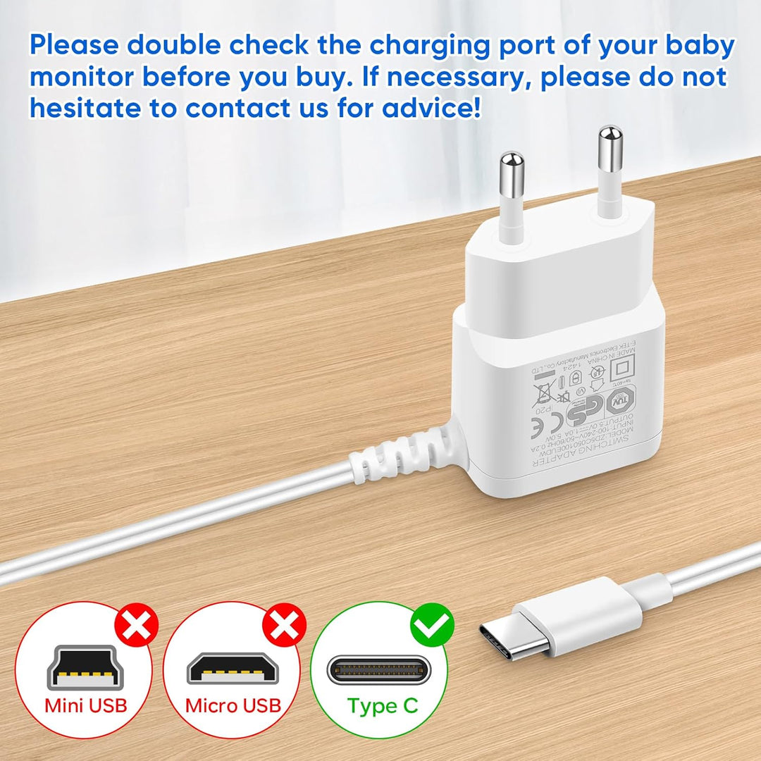 MYPIN 5V 1000mA Babyphone Ladegerät Netzteil Ladekabel, Baby Monitor und Elterneinheit Ladegerät, Mi