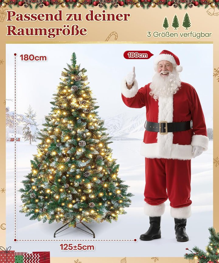 Yorbay künstlicher Weihnachtsbaum mit Beleuchtung weiss Schnee LED Tannenbaum für Weihnachten-Dekora