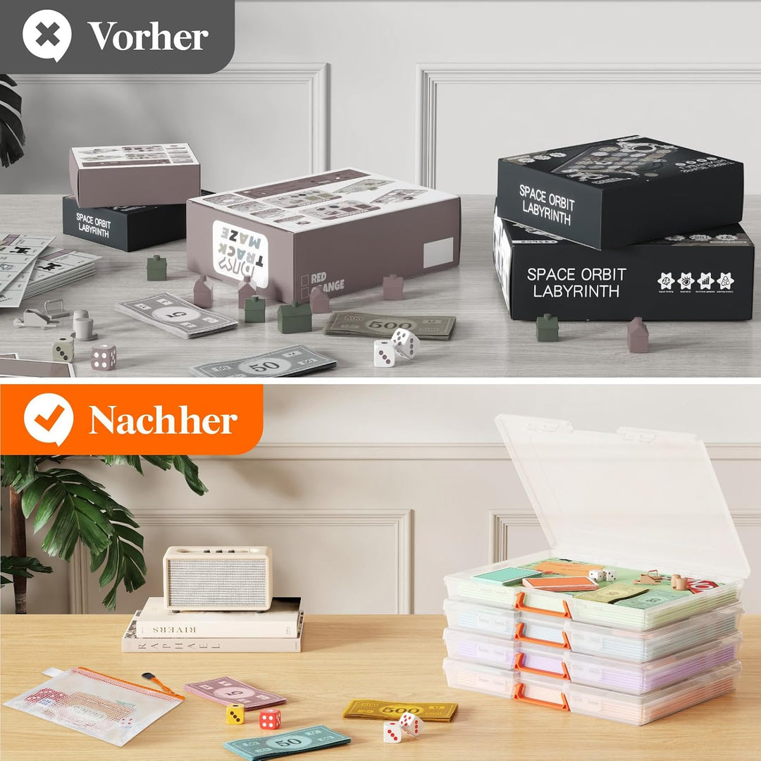 Lifewit 6 Pack Stapelbar Aufbewahrungsbox A4 mit Deckel&amp;Griff, Transparent | Kunststoff Archivbox A4