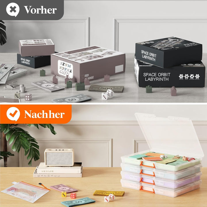 Lifewit 6 Pack Stapelbar Aufbewahrungsbox A4 mit Deckel&amp;Griff, Transparent | Kunststoff Archivbox A4