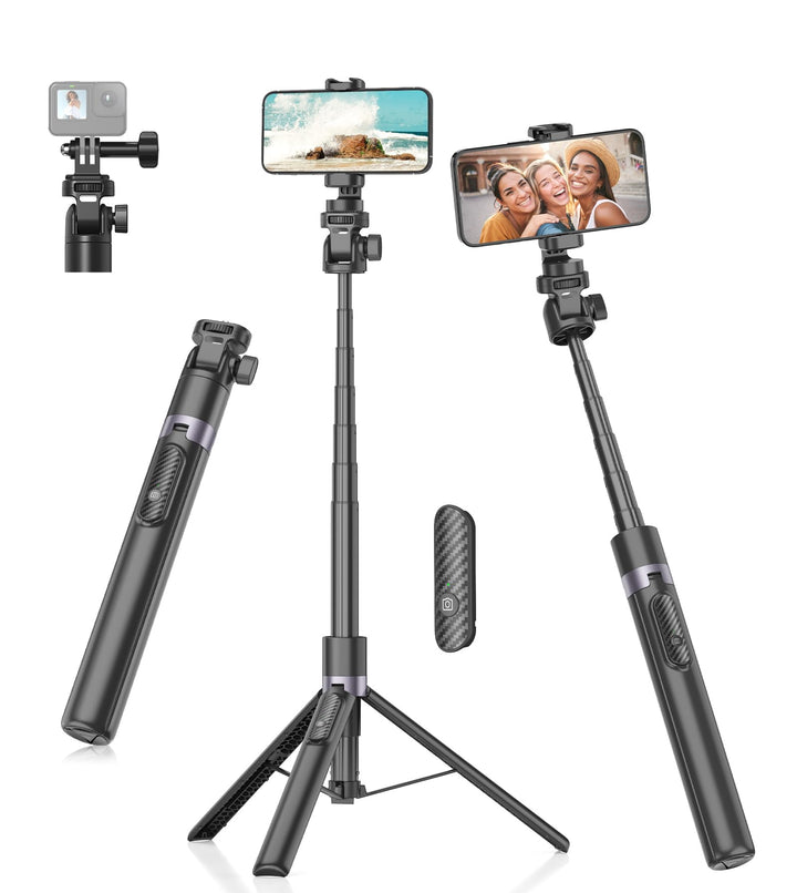 Gahenwo 173cm Selfie Stick Stativ, Einbeinstativ Tripod für Action-Kamera, All-in-1 Handy Stativ mit