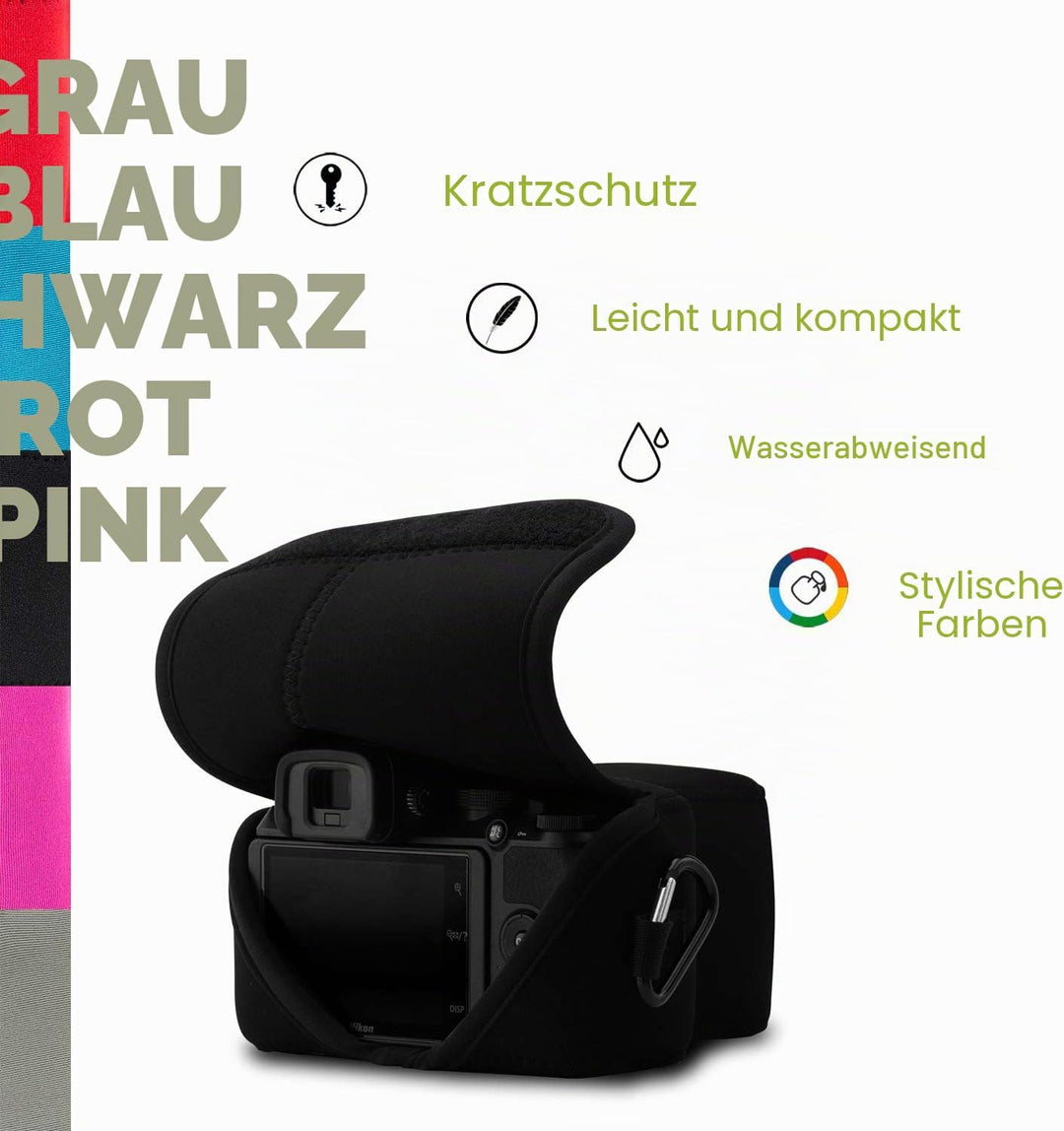 MegaGear MG1822 Ultraleichte Neopren-Kameratasche, kompatibel mit Nikon Z50 (50-250 mm), Schwarz, Sc