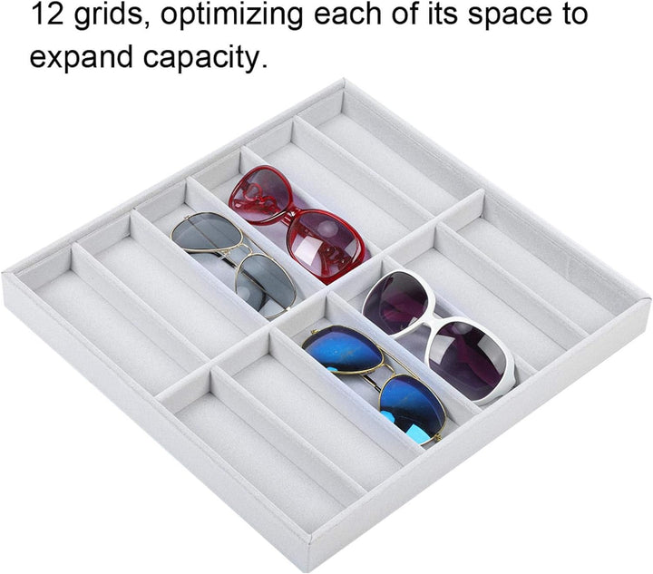 Sonnenbrillen Aufbewahrung, 12 Gitter Sonnenbrillenhalter Holz Brillenbox Brillen Organizer Aufbewah