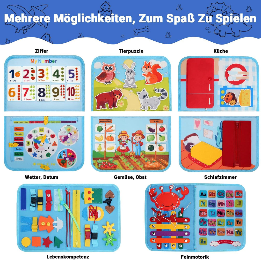 RunHero Busy Board Montessori Spielzeug Baby ab 1 Jahr Quiet Book Activity Board Motorikspielzeug Fi