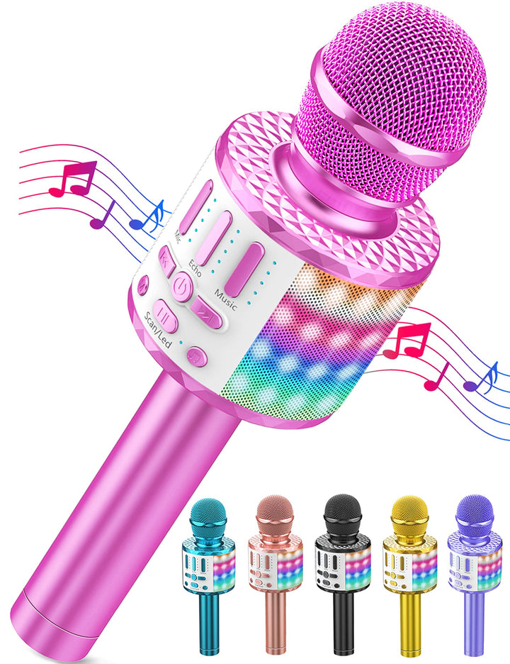 Karaoke Mikrofon, LED Drahtloses Bluetooth Mikrofon zum Singen mit Lautsprecher, Karaoke Spielzeug K