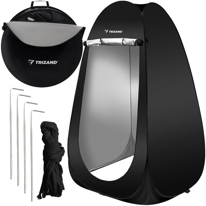 Duschzelt Umkleidekabine WC Zelt 4in1 Pop-Up Camping Schwarz Wasserdicht mit Tasche & Zubehör - Mobi