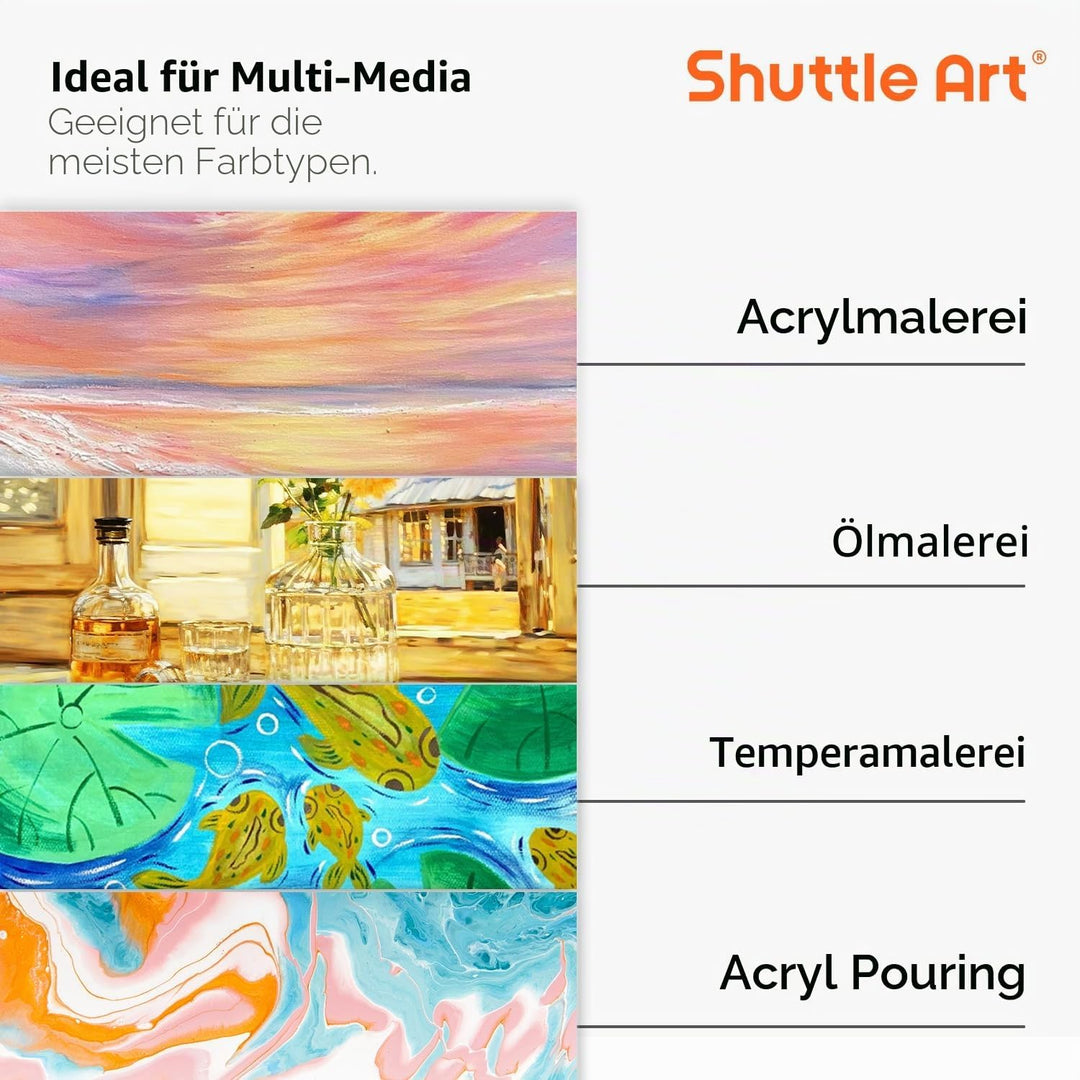 Shuttle Art 15 Leinwand auf Keilrahmen, 10 x 10, 13 x 18, 20 x 25, 23 x 30, 28 x 36 cm weisse Leinwä