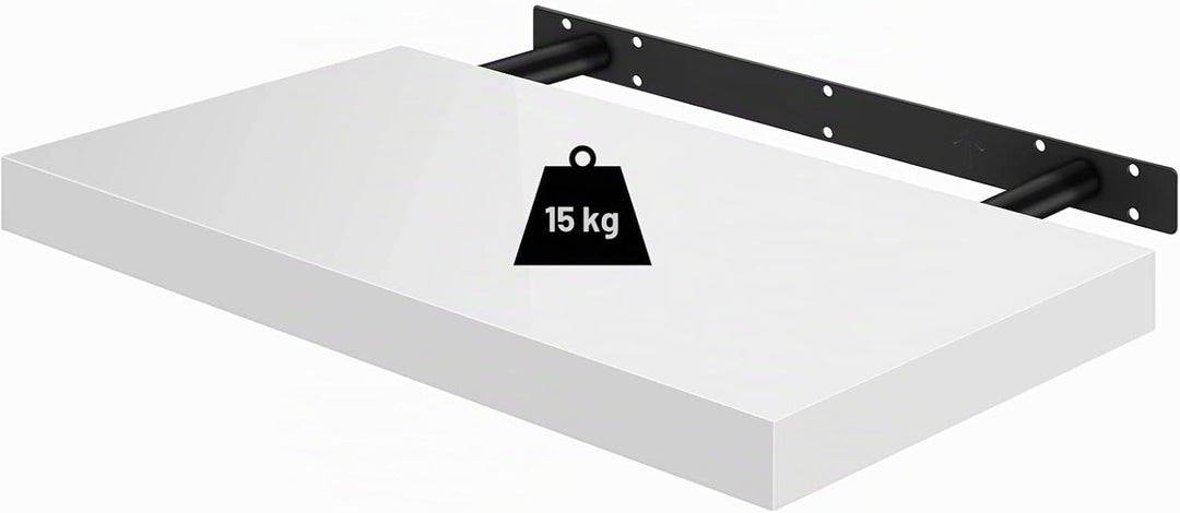 WOLTU Wandregal Hochglanz Weiss Set von 3 Regalen Wandboard freischwebend Schweberegal CD DVD Regal