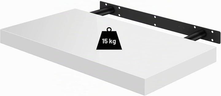 WOLTU Wandregal Hochglanz Weiss Set von 3 Regalen Wandboard freischwebend Schweberegal CD DVD Regal