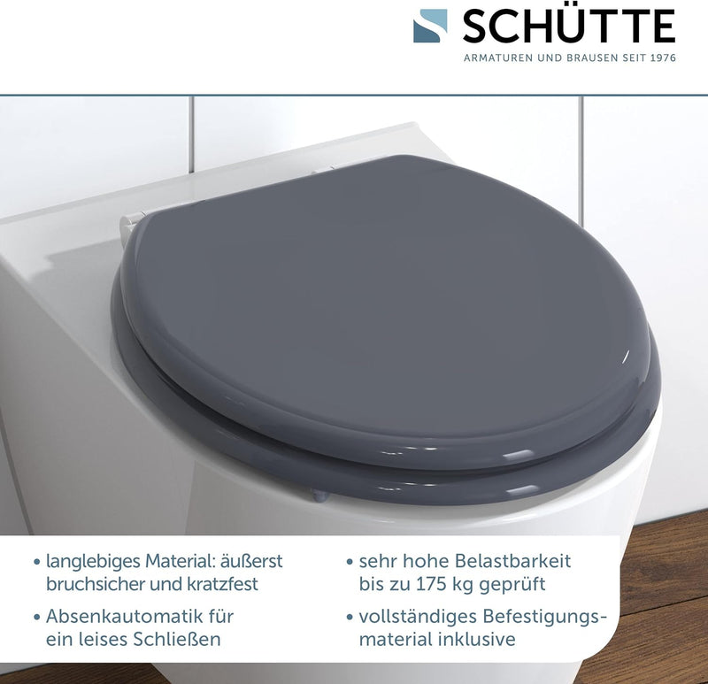 SCHÜTTE WC-Sitz SPIRIT mit Absenkautomatik aus Holz | Toilettendeckel aus MDF | Holzkern Toilettensi