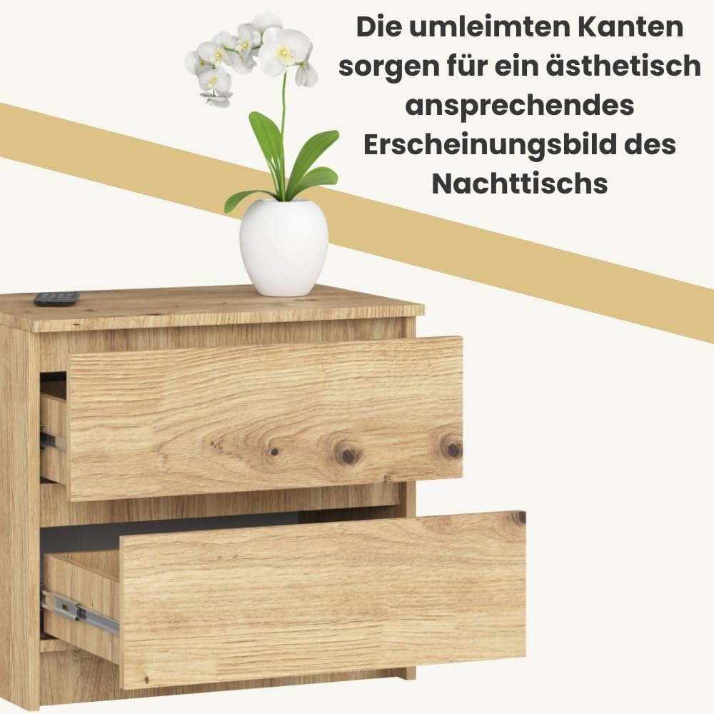 AKORD | Kommode K60 mit 2 Schubladen | für das Wohnzimmer Schlafzimmer Schrank Büro Arbeitszimmer |