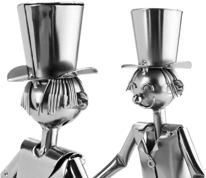 BRUBAKER Weinflaschenhalter Hochzeitspaar Mann + Mann - Männer Brautpaar Deko-Objekt Metall mit Grus