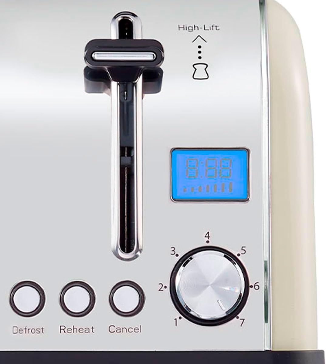 PRIXTON Bianca PRO Toaster | 2 grosse Fächer für 4 Scheiben, 7 Röststufen, Leistung 1500W, Edelstahl