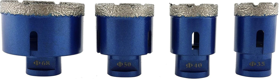 PRODIAMANT Diamantbohrer Set Fliese Feinsteinzeug trocken 4-teilig 35 mm, 40 mm, 50 mm, 68 mm x M14