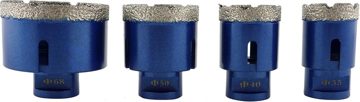 PRODIAMANT Diamantbohrer Set Fliese Feinsteinzeug trocken 4-teilig 35 mm, 40 mm, 50 mm, 68 mm x M14