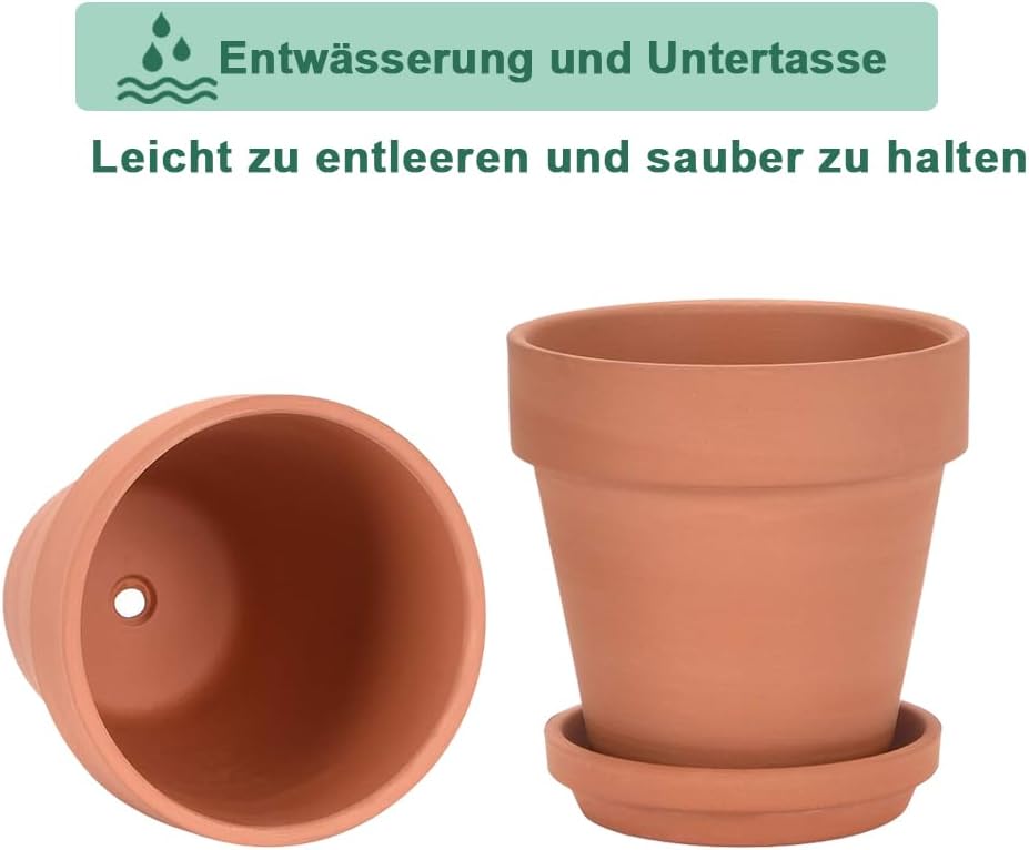 vensovo Terrakotta-Töpfe mit Untertasse, 7,6 cm, Tontopf, Keramiktopf, Kaktus, Blumentöpfe, Sukkulen